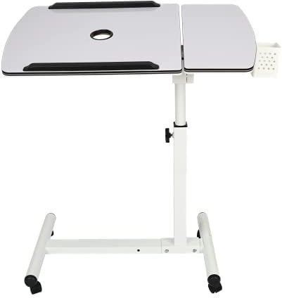 STARRY CITY Over Bed Laptop Table,Adjustable Tilt Rolling Removable Overbed Desk Bedside Table with Wheels and Heat Emission Hole,for Sofa,Bed,Chair Side