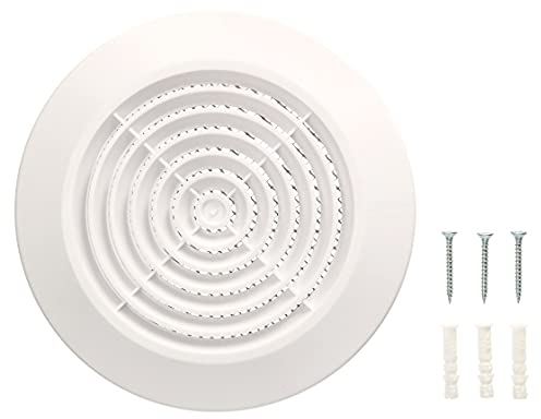 KOTARBAU® Rejilla de Ventilación 100 mm Conexión de brida tubo Redonda con Mosquitera, Blanca