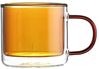 HSFS Beer Mug Glass 250ml Double Wall Glass Cup Beer Coffee Cylindrical Milk Cups Heat Resistant Drink Mug Tea Mugs Transparent Drinkware Household Stained Glass Cup with Handle Beer Mug Glass