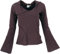GURU SHOP Elfen Hoody, Langarmshirt, Pixi Shirt, Kapuzenpullover Flower of Life - Dunkelbraun, Damen, Baumwolle, Size:L