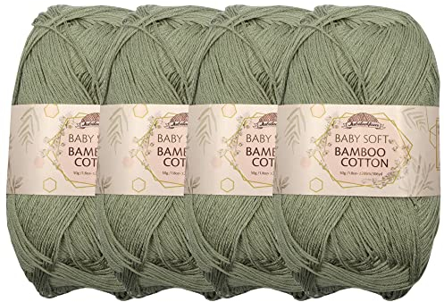 JubileeYarn Baby Soft Bamboo Cotton Yarn - 50g/Strang - Burning Sage - 4 Knäuel