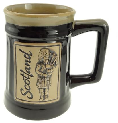 Glen Appin Stoneware Beer Mug Scotland Pottery Steins 20.3oz (600 ml) (Piper - Black)