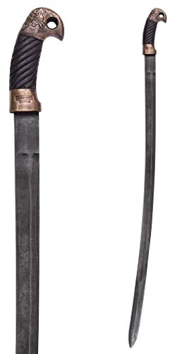 Battle-Merchant Russische Schaschka, inkl. Scheide | Kosakensäbel mit Bajonett, künstlich gealtert | Echt Deko Federstahl Säbel für Erwachsene, 19. Jh.