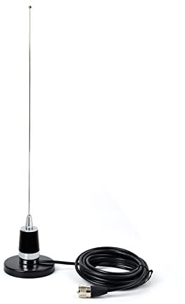 HYSHIKRA Dual Band NMO Antenna, 21Inches 144/430Mhz VHF UHF Whip Antenna with NMO Magnetic Mount Magnet Base 5meter(16.4ft) RG58 Coax Cable for Yaesu Kenwood Midland Mobile Transceiver