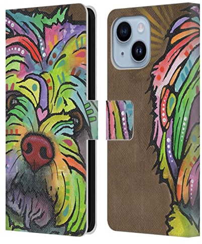 Head Case Designs Offizielle Dean Russo Amy Hunde 3 Leder Brieftaschen Handyhülle Hülle Huelle kompatibel mit Apple iPhone 14 Plus