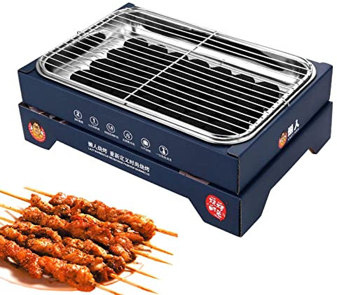 2 pezzi Instant BBQ Grill – Griglia monouso, griglia portatile a carbone, griglia per esterni biodegradabile, griglia Hibachi per campeggio, cucina e barbecue in cortile Lingjiong