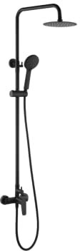 IMEX - Barra de ducha - Conjunto Columna de ducha monomando con rociador redondo y con teleducha - Serie Bélgica Negro Mate - BDZ044/NG