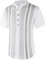 APTRO Mens Short Sleeve Linen Shirts Casual Cotton Shirts Summer Shirts Hawaiian Striped Grandad Henley Shirts Stripe White MHL51 XL