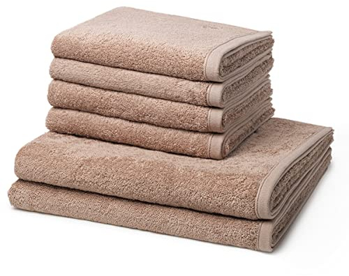 Ross - 6 teiliges Frottier-Set - Vita (4 X Handtuch 2 X Duschtuch im Set) - 520 g/m2 - Baumwolle - Walkfrottee - saugstark - weich und flauschig - Cappuccino