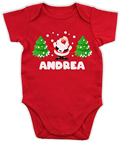 Overthetee Body Neonato per Uso Quotidiano Diurno Nome Personalizzabile Babbo Natale Santa Claus Christmas Time Femminuccia Maschietto