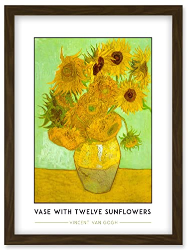 Wee Blue Coo Vincent Van Gogh Vase With Twelve Sunflowers Painting Artwork Framed Wall Art Print A4