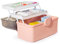Theo&Cleo Caja de medicamentos, caja de medicamentos, caja de botiquín, farmacia, maletín medicinal grande (rosa)