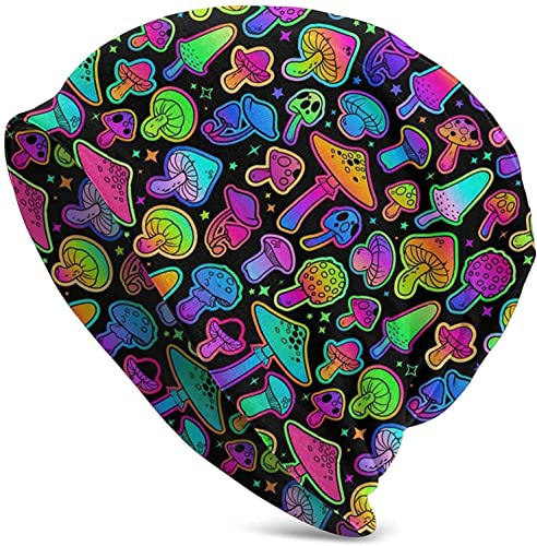 AOOEDM Trippy Mushroom Cute Slouchy Beanie Cap Strickmütze für Männer Frauen Fisherman Beanie Hat Skull Cap Hut Unisex Geschenk