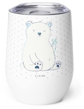 Mr. & Mrs. Panda Thermo Becher Eisbär Faul - Geschenk, Homeoffice, glühwein tasse, glühweinbecher, Teddy, Bär, thermosbecher, Büro, Thermobecher, kaffee, Relaxen, Nordpol, Arbeit