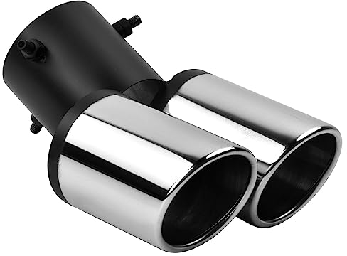 Wisebom Tubo de Escape del Coche Universal, Tubo de Escape de la Punta de Escape del Automóvil, Acero Inoxidable Tubos De Extremo Doble Salida Oblicua Tubo de Extremo Garganta de la Cola del Coche