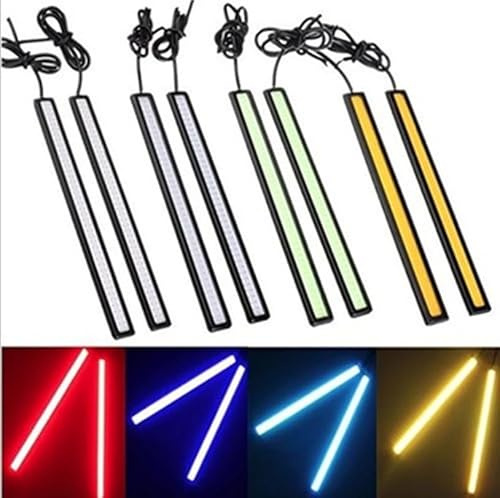 FM2018XSL Auto LED DRL Tagfahrlicht, Flexible Weichgummi-Streifen Lightbar 12V 6000K Weiß für Anhänger Pickup Fahrzeug 17cm Packung mit 2 Gehäuse hellschwarz rot