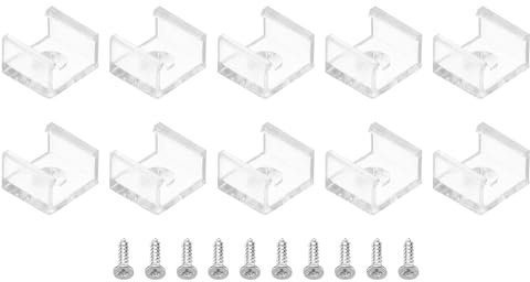 PATIKIL LED Streifenlicht Clips, 50er Pack Montagehalterung Befestigungsclips aus Kunststoff mit Schrauben LED Streifen Clips für 10mm Neon RGB Lichtkabelband, Transparent
