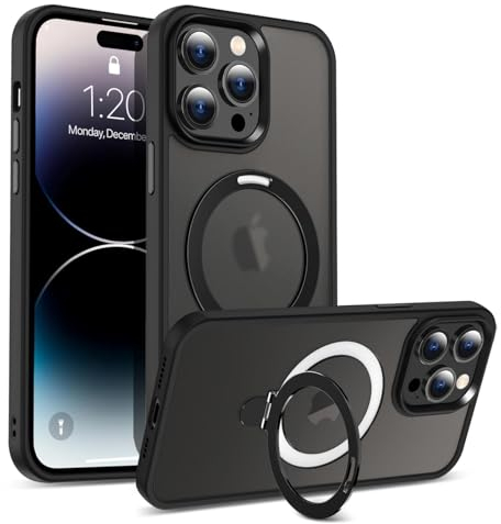 Verco Magnetischer Ring Ständer für iPhone 12 Pro Max Hülle, kompatibel mit MagSafe Stoßfest Luxury Translucent Handy Case für iPhone 12 Pro Max Schutzhülle