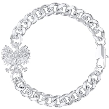 d'origine Polen Adler Wappenarmband, Polnisches Armband, Polen Adler Kette, Polnischer Schmuck, Polnischer Wappenschmuck für Herren Silber