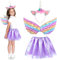 Fennoral 3tlg Einhorn Kostüm Mädchen Lila Einhorn Haarreif Regenbogen Einhornsflügel mit Glänzende Tuturock Unicorn Cosplay Kinderkostüm Tierkostüm für Halloween Karneval Einhornparty Kindergeburtstag