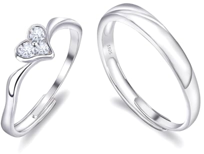 LEGENTLISUR Paar Ring,Verstellbarer Ring,Verlobungsring Ehering aus 925er-Sterlingsilber,AAA-Zirkon,für Damen und Herren,Hochzeit und Valentinstagsgeschenk(Platin)
