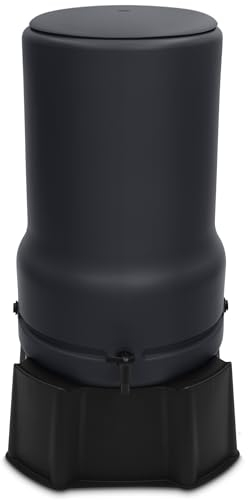 YourCasa Regentonne 110L [RainBell] mit Standfuss, Deckel & Wasserhahn - Regenfass Frostsicher Kunststoff - Regenwassertonne Regenwassertank Garten Wassertank Regensammler Wasserfass (Anthrazit,110L)
