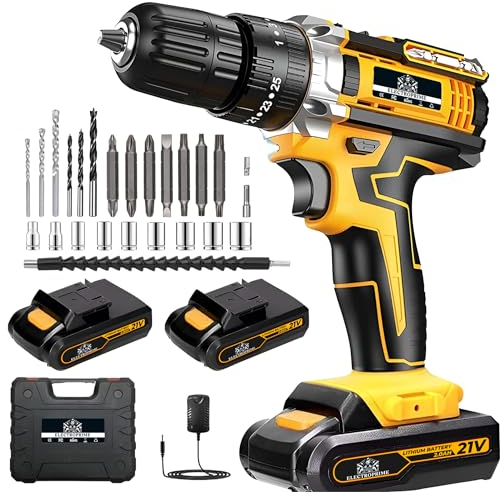 ElectroPrime© Trapano Avvitatore Batteria |Avvitatore a Batteria 21V 2x Batterie da 2000mAh | 24 Accessori | Trapano Elettrico 42Nm | 25+3 Regolazioni di Coppia | 2 Velocità | Avvitatore e Cacciavite