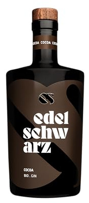 edelschwarz Cocoa Bio Gin, 500 ml, 42% vol. - premium handcrafted Cocoa Bio Gin - Edelkakao der Ur-Bohne Chuncho im Einklang mit alpinen Bio Botanicals - Qualität Made in Südtirol