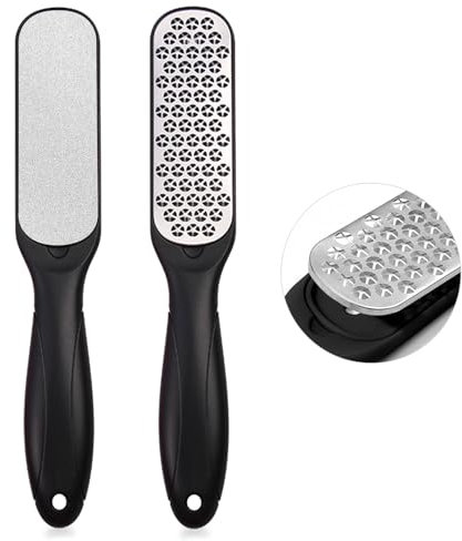 GlauStalos 3-in-1 Foot File, Stainless Steel Double Sided Pedicure Scraper That Collects Dander, Hard Dead Skin Remover for Feet, Foot Care Tool for Cracked Heels Callus Pedicure Scrubber Corn Removal