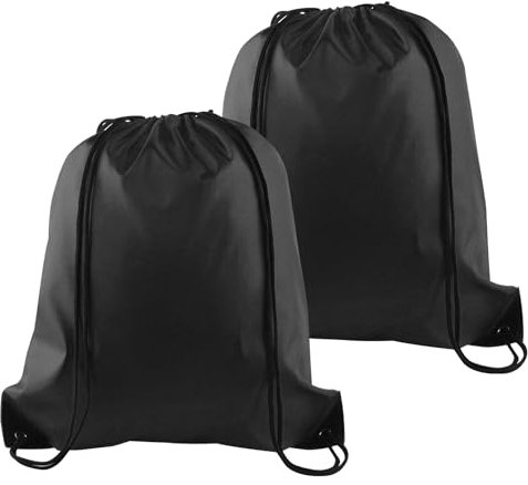 PLULON Lot de 2 sacs à cordon de serrage en vrac Noir Sac à dos à cordon de serrage Sac à dos de sport Sac à dos de sport Sacs pour yoga Voyage Sports de plein air