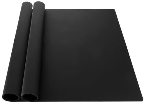 SHUESS 2 Stück Silikonmatte Groß 50x70 cm, Rutschfeste Tischunterlage, Hitzebeständige Antihaftmatte, Tischmatte Malunterlage Tischunterlage für Resin Gießharz, Platzset, Tischmatte, Schwarz