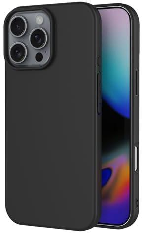 AICEK Compatible with Apple iPhone 16 Pro Max Case, Black Silicone Cover Black Case