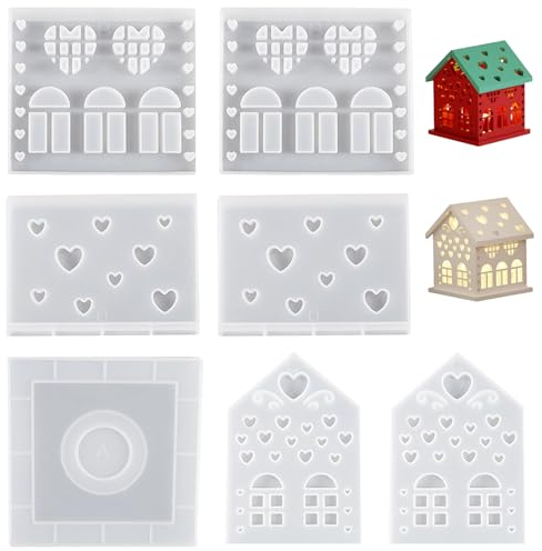 Stampi in Silicone Per Gesso Natalizio,7 Pezzi Casa Stampi Silicone Per Gesso 3D,DIY Cuoriforme Stampi in Silicone Per Candele,per Posizionare le Candele,Colata di Gesso,Decorazione Della Casa