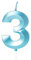 Blue 3rd Birthday Candle Number 3 for Cake, Blue 3 Birthday Candle Toppers for 3 Year Old Boys
