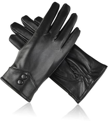 Casenly Damen Winter Lederhandschuhe, Winter Handschuhe Damen Touchscreen, mit Warm Die Zotten gefüttert, wind- und wasserdicht Warm Echtes Leder Handschuhe
