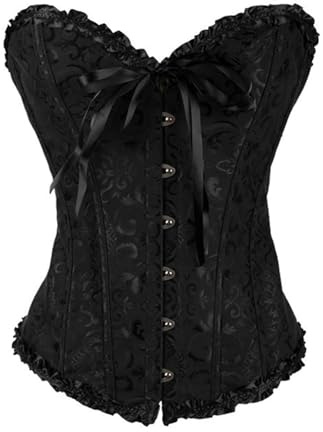 XDGBGFN Corset bustier pour femme en satin top corsage avec corset sculptant, Noir , M