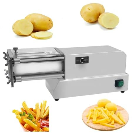 JDQTPOET Trancheuse De Pommes De Terre Électrique, Coupe-Frites Électrique Professionnel 200 W, Machine De Découpe Automatique en Acier Inoxydable avec Lame De 8 Mm/10 Mm/12 Mm, pour Légumes, Fruits