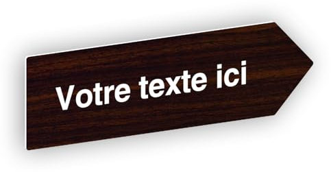 Flèche directionnelle gravée autocollante personnalisable, Plaque signalétique orientation Droite – bois - format 20x6