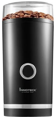 Innoteck Electric Coffee & Spice Grinder, Stainless Steel Blades plus Powerful Motor, One Touch Operation, and 70g Capacity for Grinding Coffee, Spices, Herbs, and Nuts, 180 watts, Black