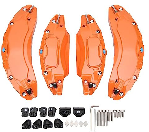 LOCADENCE 4 Pièces Couvercles d'Étrier de Voiture, 18 Pouces 19 Pouces Couvercles de Protection d'Étrier en Alliage d'Aluminium Ensemble de Couvercles d'Étrier de Frein à Disque (Orange)