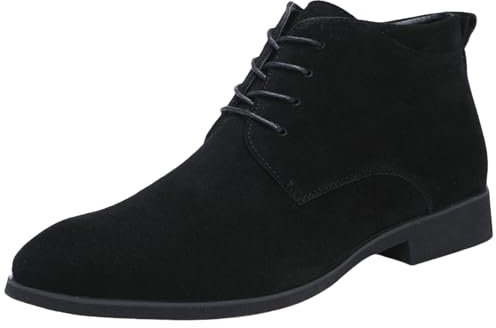 Chelsea Boots Herren Wildleder Braun SchnüRsenkel Leder Stiefel Stiefeletten Ankle Boots Spitze Zehenpartie SchnüRstiefel High Top Oxford-Schuhe Casual Business Schuhe Winter Stiefel Mit Absatz