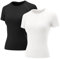 Rapbin Top Damen Sommer Rundhals Sport Shirts Gym Yoga T-Shirt Workout Running Tops Leicht Atmungsaktiv Funktionsshirt Fitness Oberteil 2er Pack M