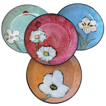 Ceramic Plates For Kitchen, 8 in - Plates Set of 4 - For Salad,Steak,Dessert,Bread, Pasta,Appetizer, Serving etc - Dishwasher, Microwave, and Oven Safe - For Breakfast, Lunch and Dinner (8 Inch)