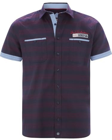 Jan Vanderstorm Herren Kurzarmhemd Leikvard | Reine Baumwolle | große Größen L-7XL dunkelrot, 6XL (XXXXXXL) - 53/54