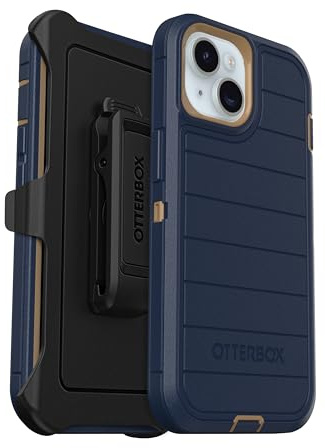 OtterBox iPhone 16e (Only) - Defender Series Case - Blue Suede Shoes - Screenless - Rugged & Durable - with Port Protection - Holster Clip Includes - Microbial Defense Protection