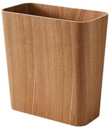 MagiDeal Wooden Trash Can Rubbish Bin Compact Trash Bin Brown Waste Basket Slim Garbage Waste Paper Bins Narrow Garbage Can for Home Office Bathroom Living Room,Light Brown,29.5 * 15.2 * 30cm