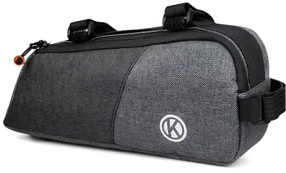 FZSECRIU Rahmen Tasche für Fahrrad, Rahmentasche, Fahrradtasche, MTB, Rennrad, E-Bike, Universal, Grau, 1.42 Liter, 26x11x4.5 cm, Nylon, Reißverschluss, Rahmenmontage, 9487953577161