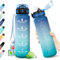 Bouteille Sport 1L, Gourde Réutilisable, Gourde Motivation sans BPA, Gourde Sport avec Paille, Gourde Étanche, Gourde avec Marqueur de Temps, Bouteille d'eau Idéale pour Randonnée, Bureau, l'école