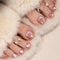 GlamRays Rosa Stickers Toenails Short Square False Toe Nails Shiny Glitter Acrylic Toenails Bling False Toenails Amber Designs 24 Pieces
