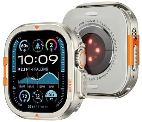 INFRI Para Apple Watch Ultra 2 de 49 mm, carcasa metálica, iWatch Series 10 de 46 mm, carcasa resistente a caídas(Titanium,46mm)